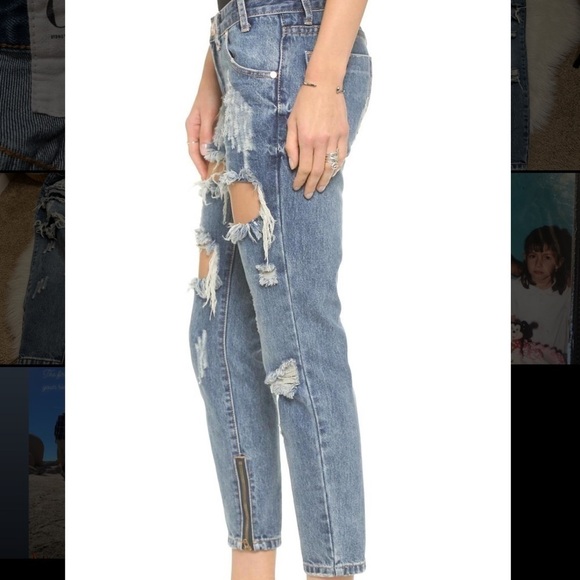 One Teaspoon Factory Distressed Trashed Free Birds Denim Ankle Zip jeans - Picture 1 of 13